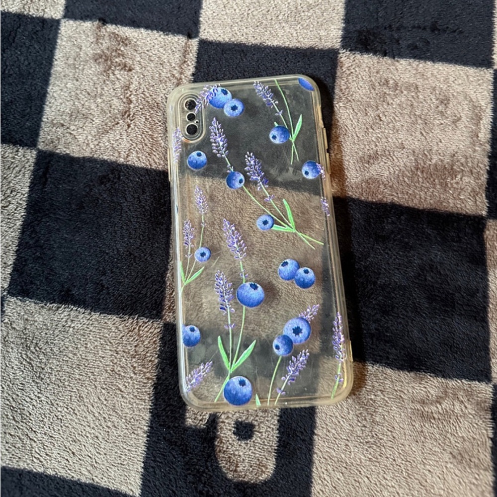 Blueberry painted clear phone case Apple XS Max